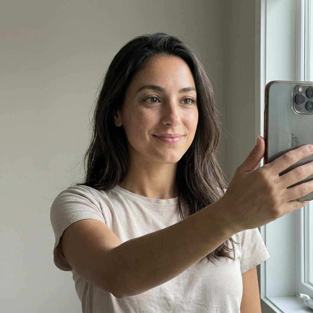 Casual selfie before transformation